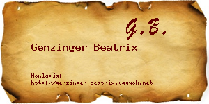 Genzinger Beatrix névjegykártya